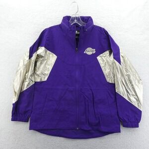 GIII Jacket Women Medium Los Angeles Lakers Purple Gold Metallic Windbreaker Y2k